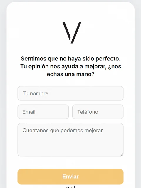 Formulario privado para el cliente descontento